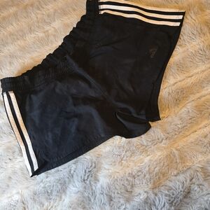 Adidas Black Women's Shorts with White Stripes